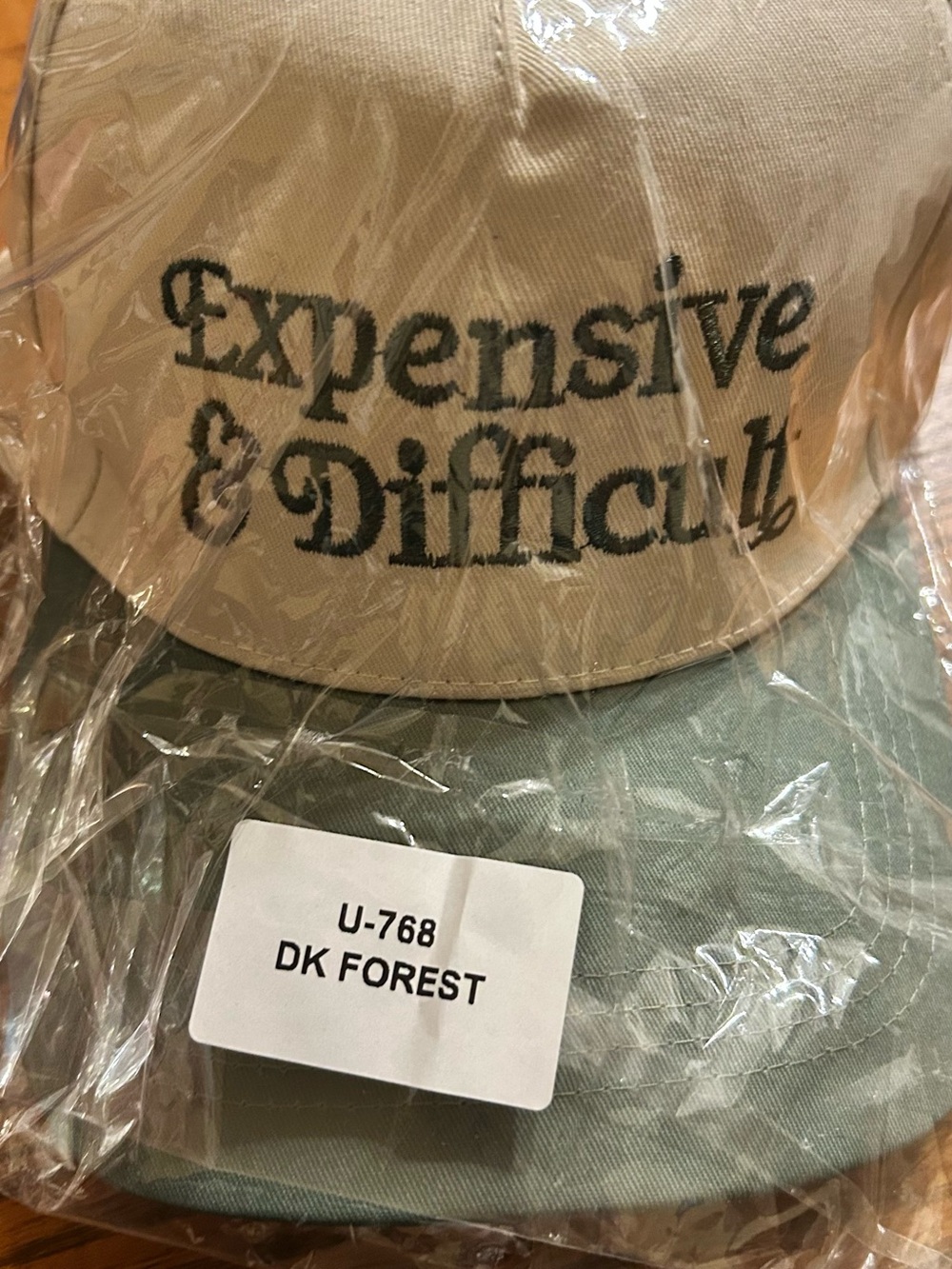 Expensive & Difficult Embroidered Two-Tone Cap - Beige & Dark Forest